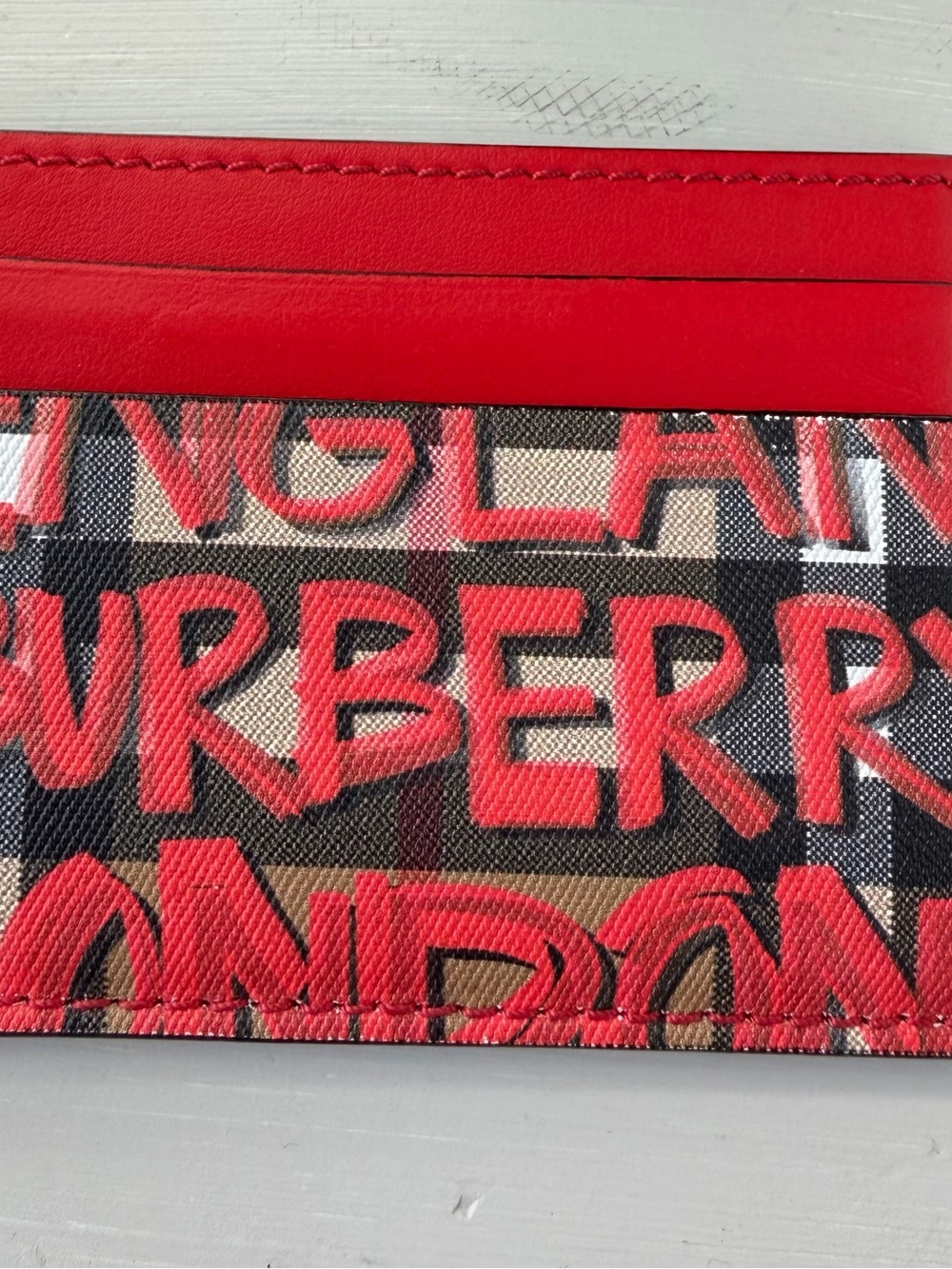 Burberry Graffiti Print Vintage Check Canvas Card Case - Picture 2 of 4